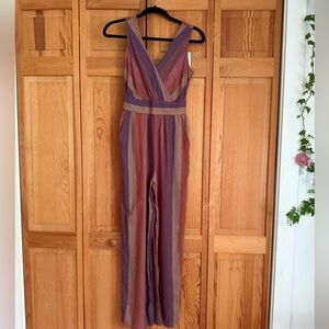 American Eagle Outfitters Striped Jumpsuit - Brown and Purple